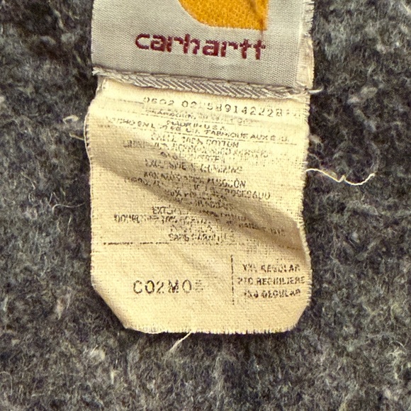 Vintage Distressed Carhartt Jacket Large Green Duck Canvas Blanket Lined CO2MOS - Picture 10 of 11